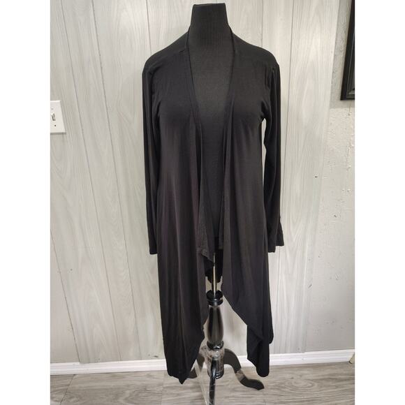 Women's Ooh La La Black Open Cardigan Rayon Blend Size 2xl Waterfall - Picture 1 of 9